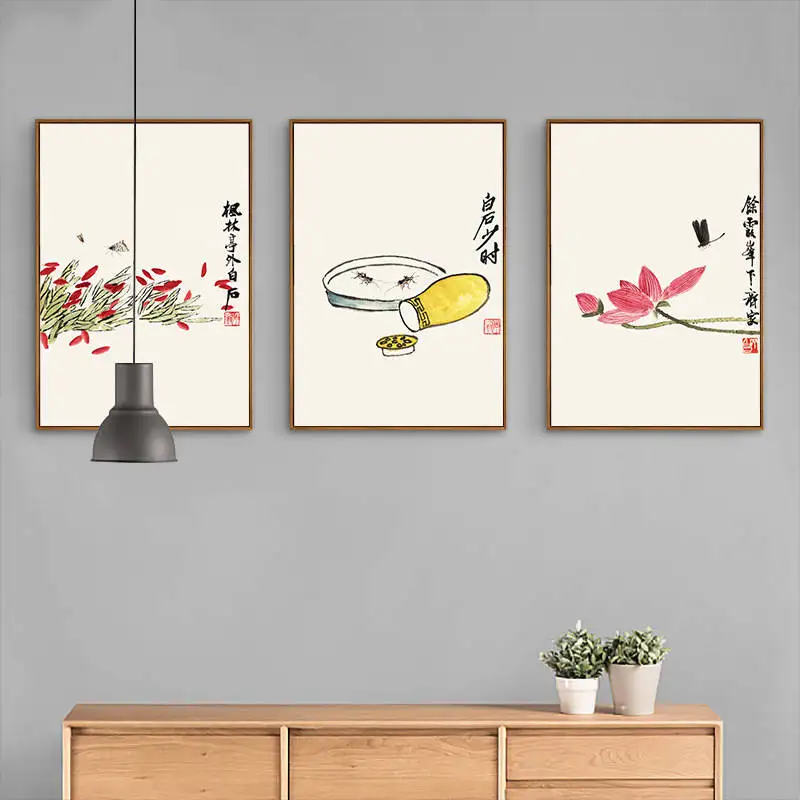 Nordic холст живопись цветы традиционной китайской живописи тушью лотоса без Рамки