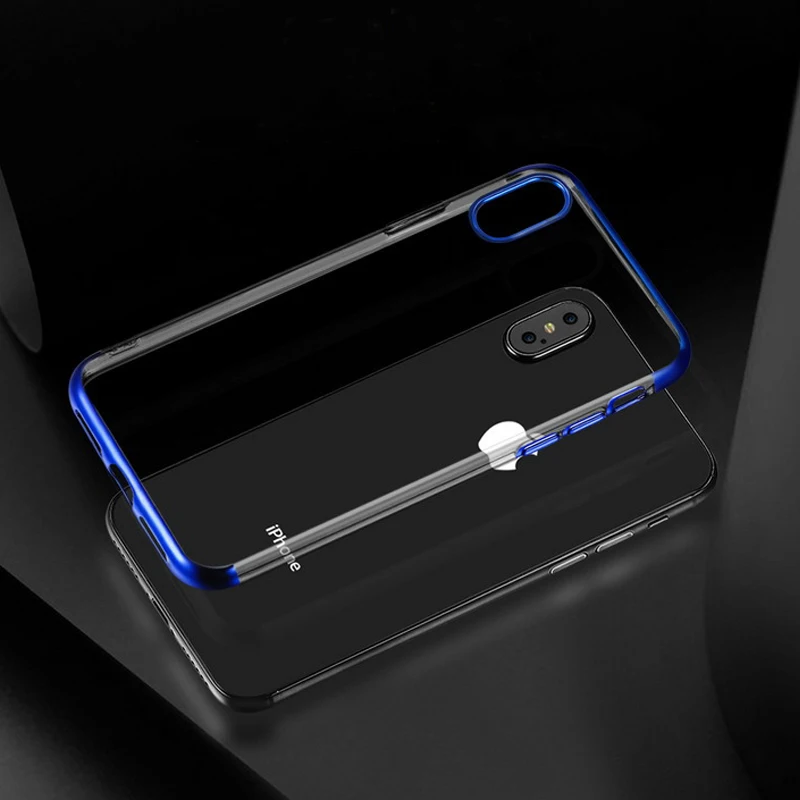 

Plating TPU Mobile Phone Shell For iphone XR X XS Max 6 6S 7 8 Plus TPU Soft Silicone Transparent Back Cover Phone Case