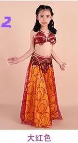 2pcs 3 предмета в комплекте, костюм для девочек для выступлений, платье для выступлений ручной работы из бисера Одежда для танцев браллет и юбка на поясе Арабский платье цвет желтый, синий; размеры 34–43 пурпурная расцветка; ; для детей - Цвет: 2pcs