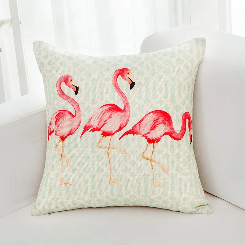 Наволочка для подушки в скандинавском стиле с рисунком фламинго тропических