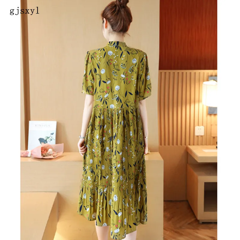 Новинка 2017 летнее модное свободное простое Плиссированное шифоновое платье с