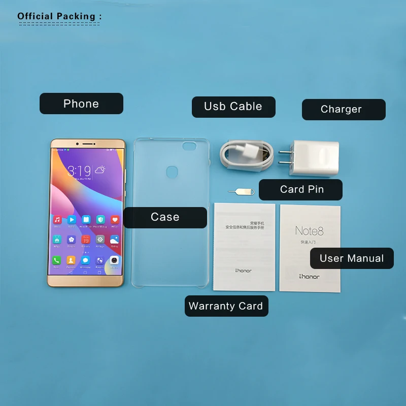 HONOR Note 8, смартфон, 4 Гб ОЗУ, 64 Гб ПЗУ, Kirin 955, четыре ядра, 6,6 дюймов, 2K экран, 2560*1440, Android 6,0, 4500 мАч, 13 МП