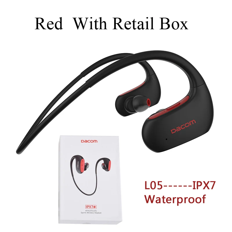 L05 Red Package DACOM спортивные Bluetooth наушники беспроводные IPX7 водонепроницаемые наушники стерео бас гарнитура Hands-free с микрофоном для телефона - Цвет: L05 Red Package