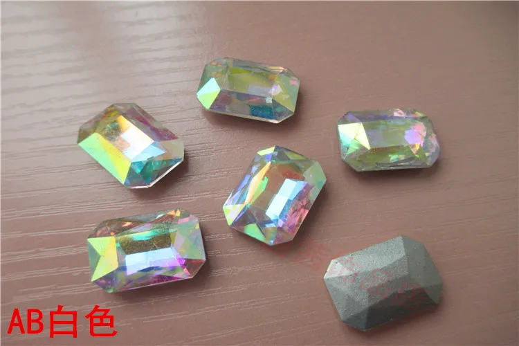 

Crystal AB Rectangle Shape Crystal Fancy Stone Point Back Glass Stone For DIY Jewelry Accessory.10*14mm 13*18mm 18*25mm 20*30mm