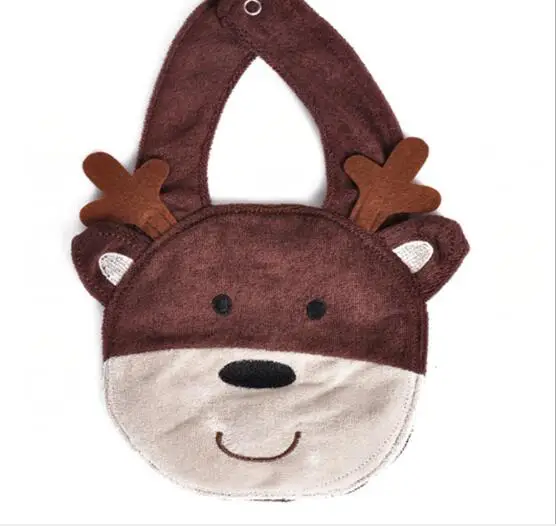 Deer Новое поступление, детские нагрудники с мультяшными животными для мальчиков и девочек, двухслойные мягкие Слюнявчики из чистого хлопка, Слюнявчики для малышей - Цвет: Deer