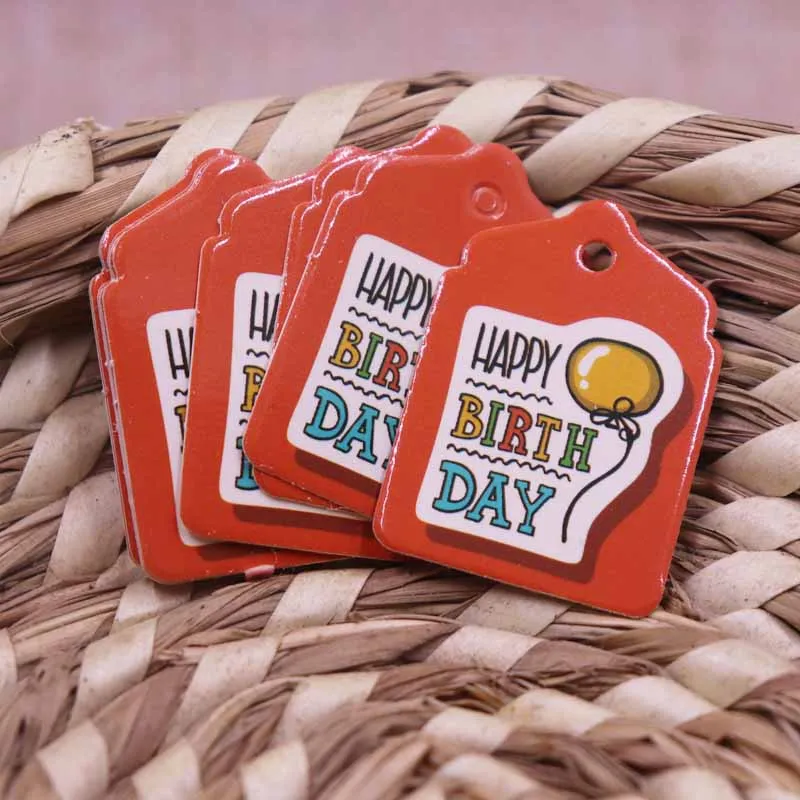 NEW DIY 100Pcs happy birthday day card small cute Favourate Tag Shinning and New Design Garment Label Paper For | Украшения и