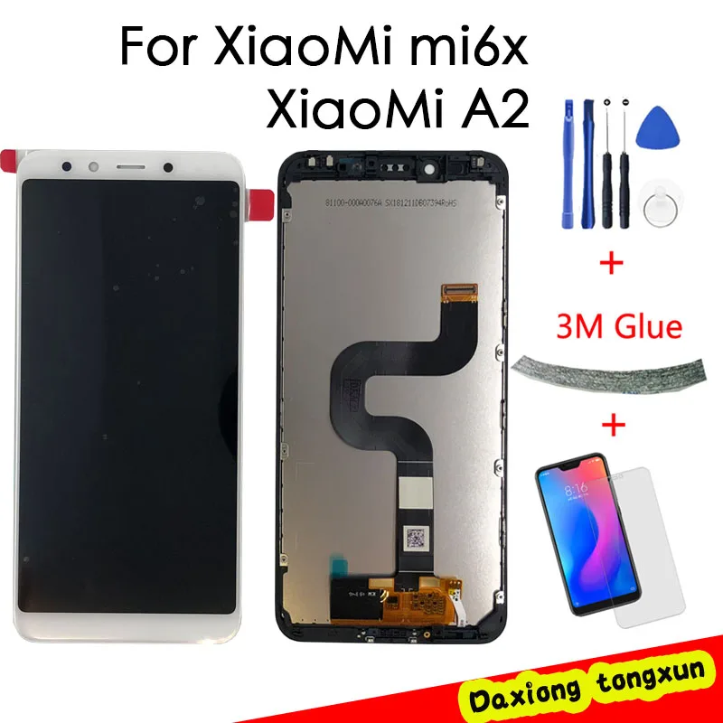 2160*1080 AAA качественный ЖК-дисплей с рамкой для XiaoMi Mi A2 MIA2, сменный ЖК-экран для XiaoMi 6X, ЖК-дигитайзер в сборе