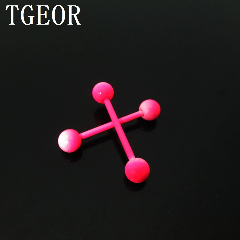 

Free shipping wholesale new arrival 40pcs 14G surgical Stainless Steel neon colors piercing tongue STRAIGHT barbell ring
