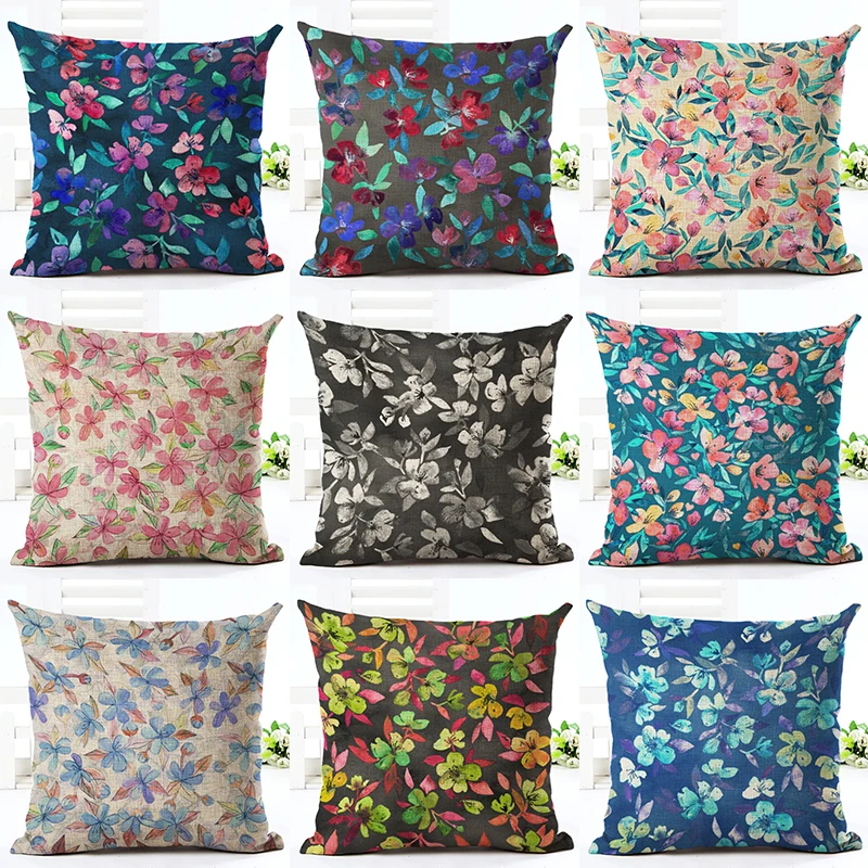 2016 Ретро стиль деревенский цветочный сектор квадратный льняной с принтом диван