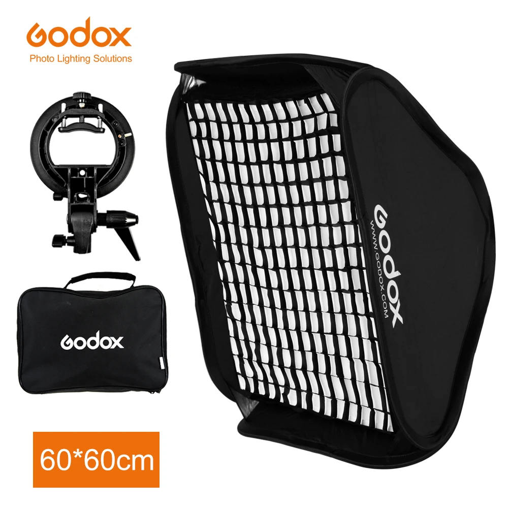 Godox 24*24 дюйма 60*60 см сотовый софтбокс с решеткой+ S Тип кронштейн крепление Bowens комплект для Canon Nikon Speedlite Flash софтбокс