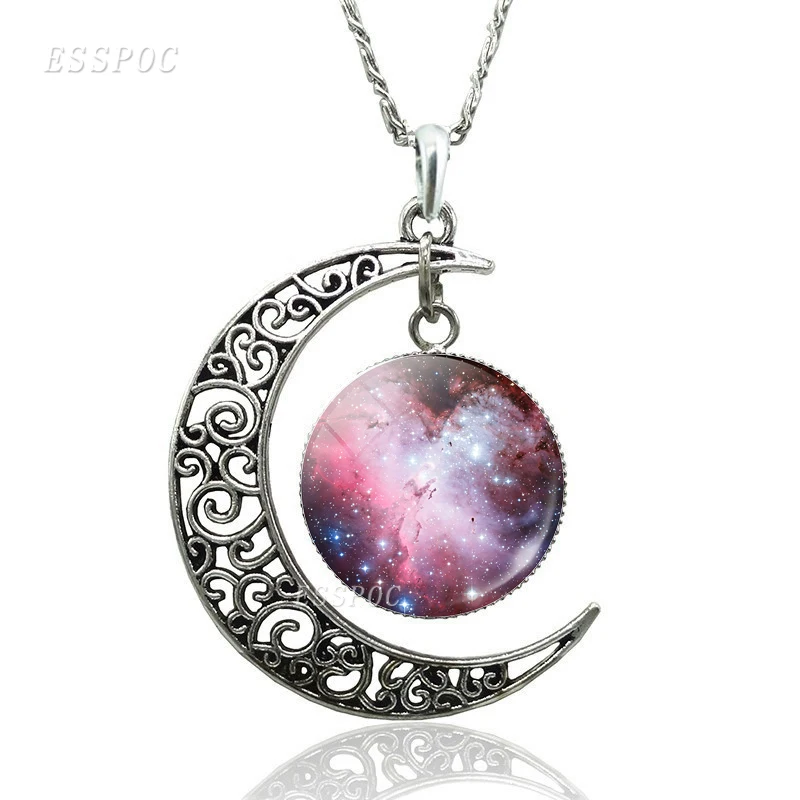 Ожерелье женское с кабошоном Ювелирное Украшение изображением Галактики