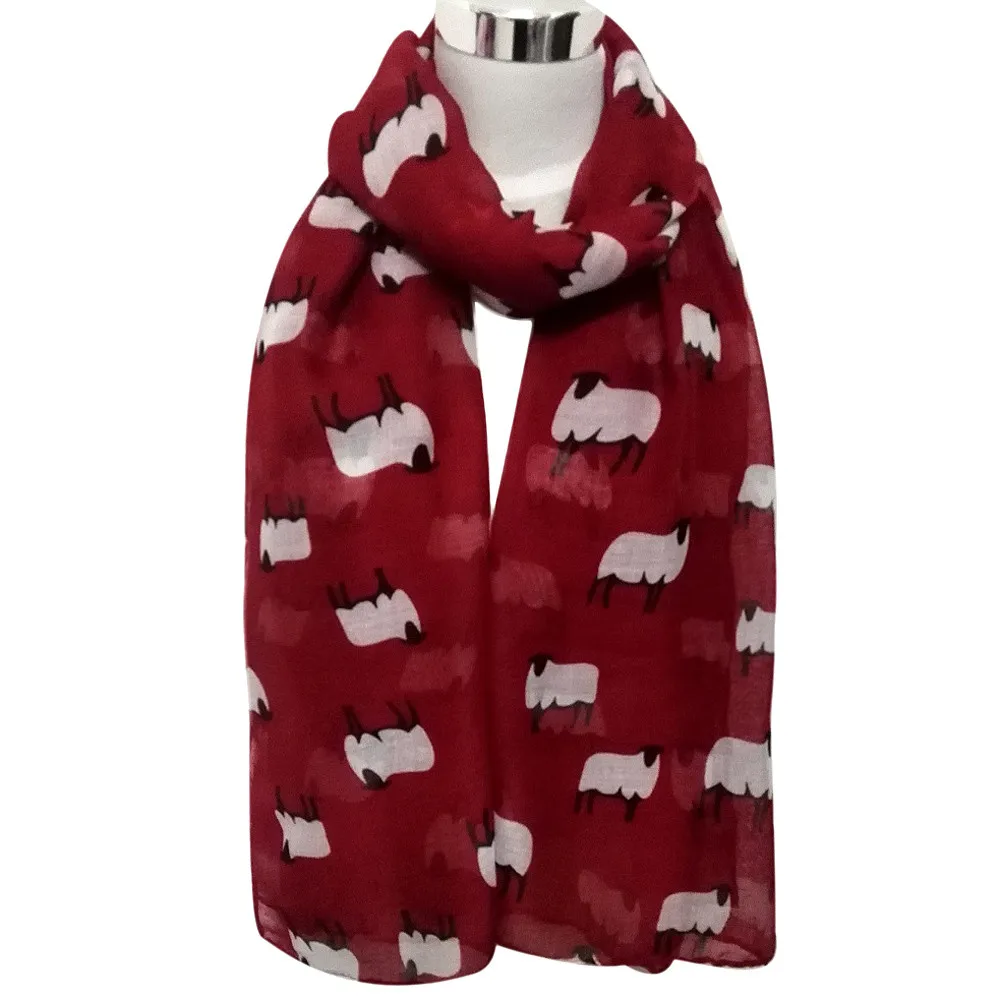 

Women Scarf Autumn Cartoon Sheep Print Scarves Shawls Viscose Pet Lovers Wraps Female Ladies Winter Windproof Headscarf A40