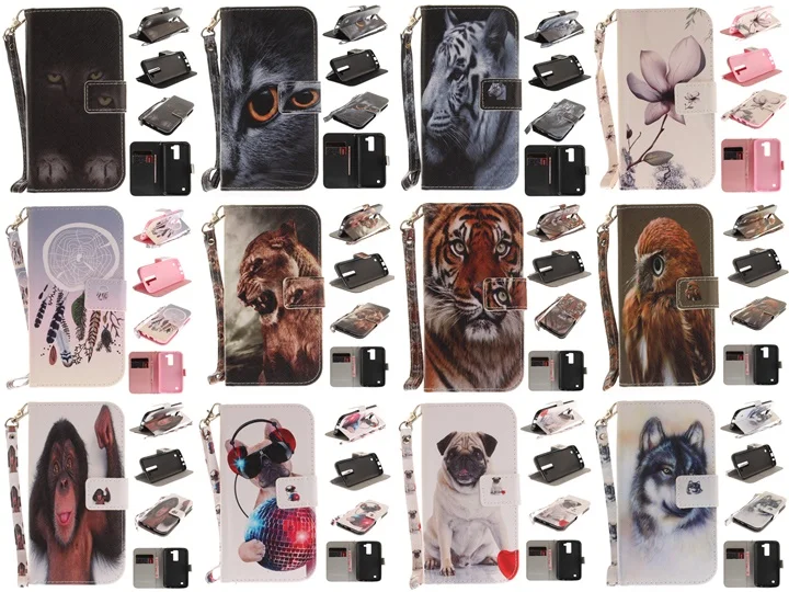 Волк с совой тигром и львом для собак принтом обезьяна чехол-книжка рисунком из