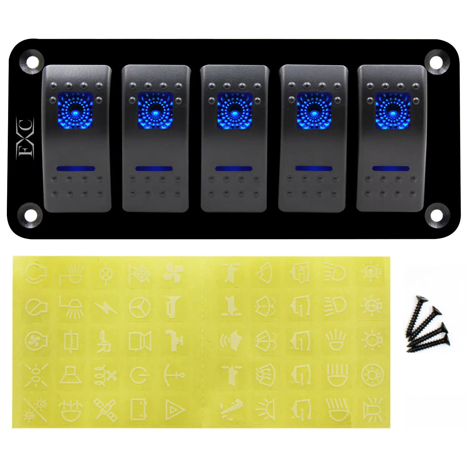 12V-24V 5 банда синий кулисный переключатель Панель автомат защити цепи лодка