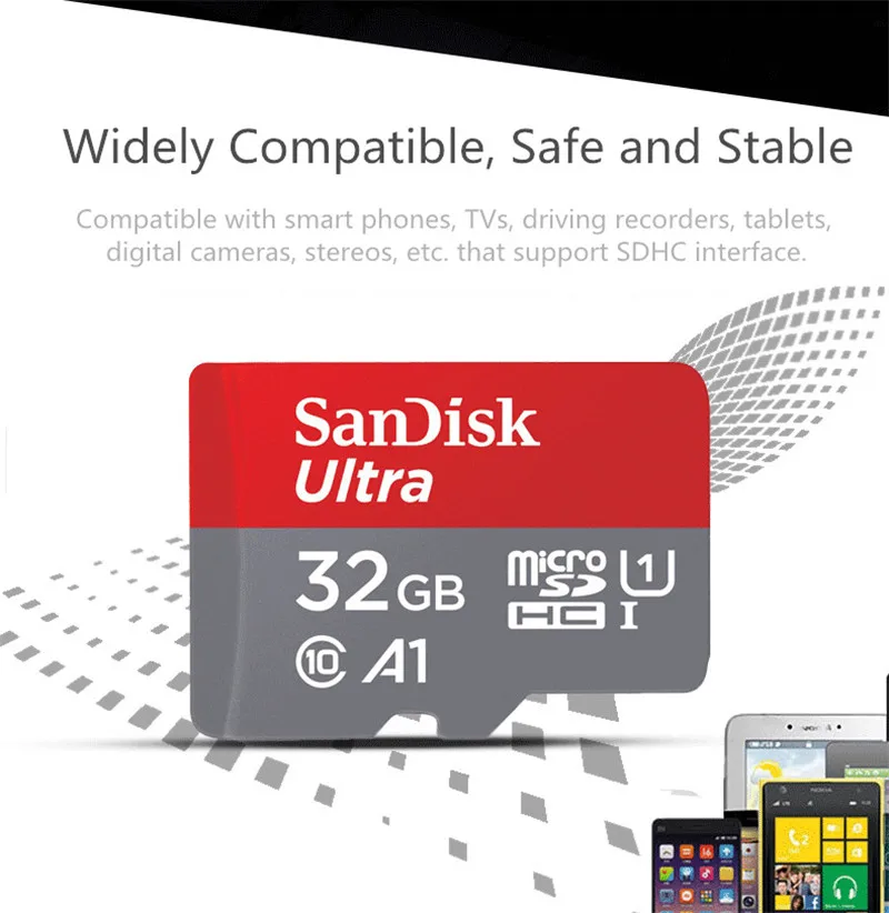 Двойной флеш-накопитель SanDisk картой Micro SD объемом 16 Гб оперативной памяти, 32 Гб встроенной памяти, 64 ГБ 128 ГБ 200 ГБ флэш-карта памяти Uitra Class10 Max 100 МБ/с. tf карта cartao de memoria
