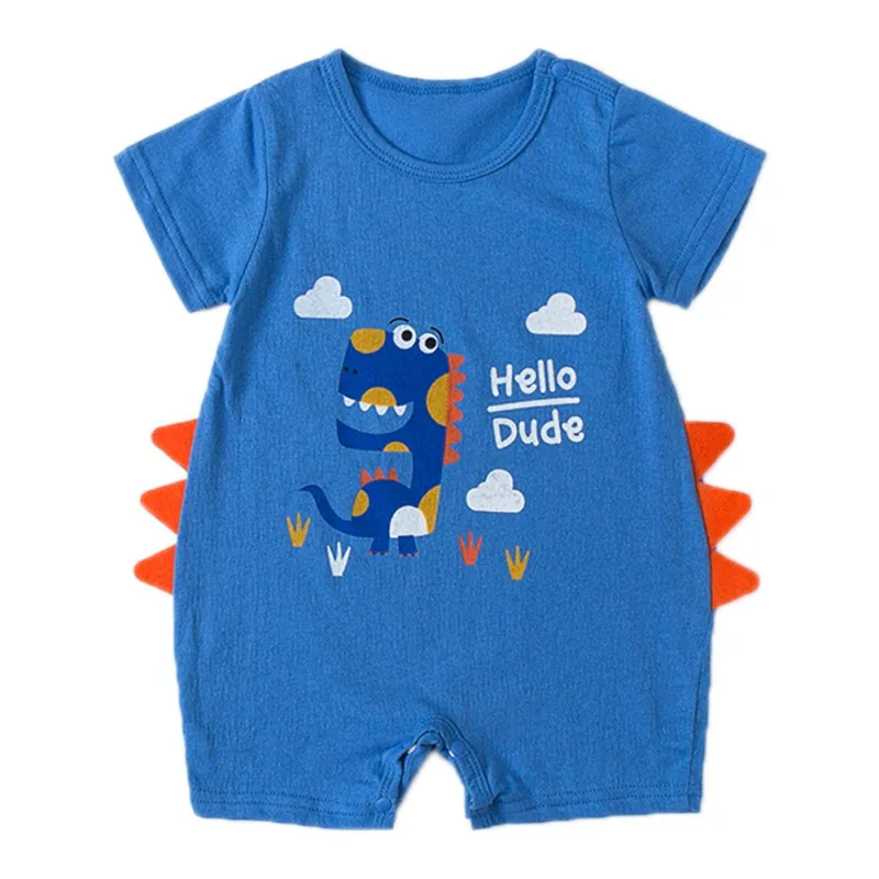 Летний комбинезон с короткими рукавами и принтом животных для маленьких девочек