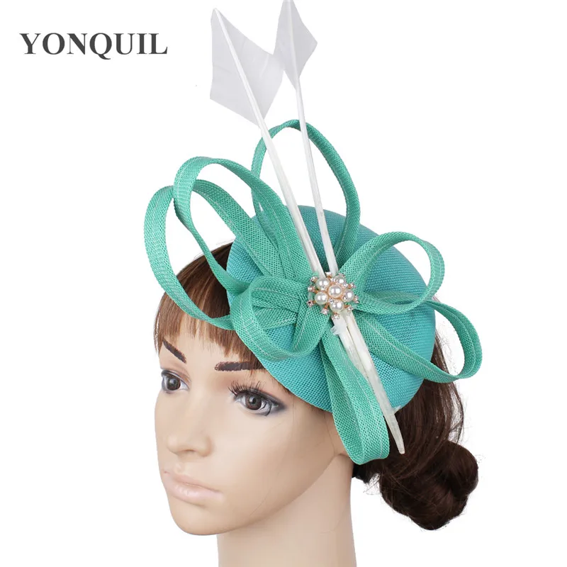 

Women Party Hats Imitation Sinamay Wedding Fascinator Elegant Ladies Race Tea Headpiece Hair Accessories Derby Fedora Hat SYF466