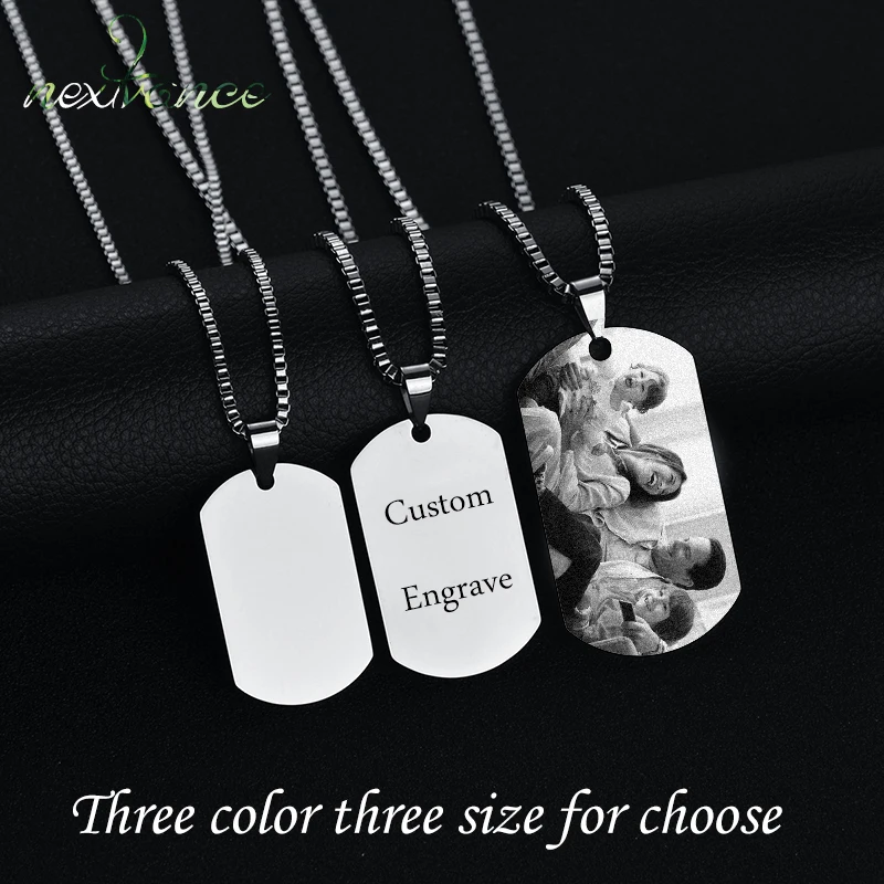 Nextvance Stainless Steel Custom Personalized Necklace 3 Colors Photo Name Free Engrave Necklaces For Women Men Valentines Gift