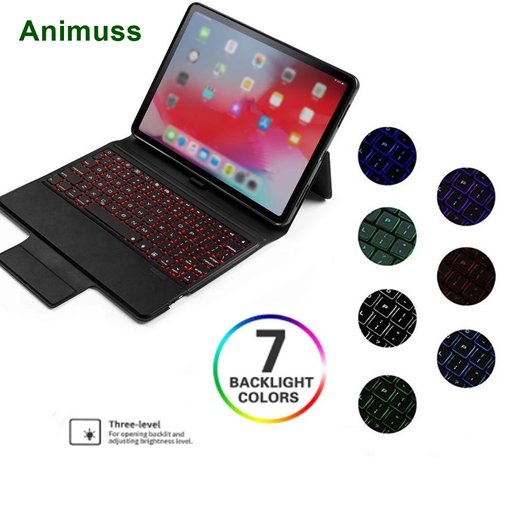 Для нового iPad Pro 11 дюймов 2018 чехол для клавиатуры тонкий 7 цветов с подсветкой