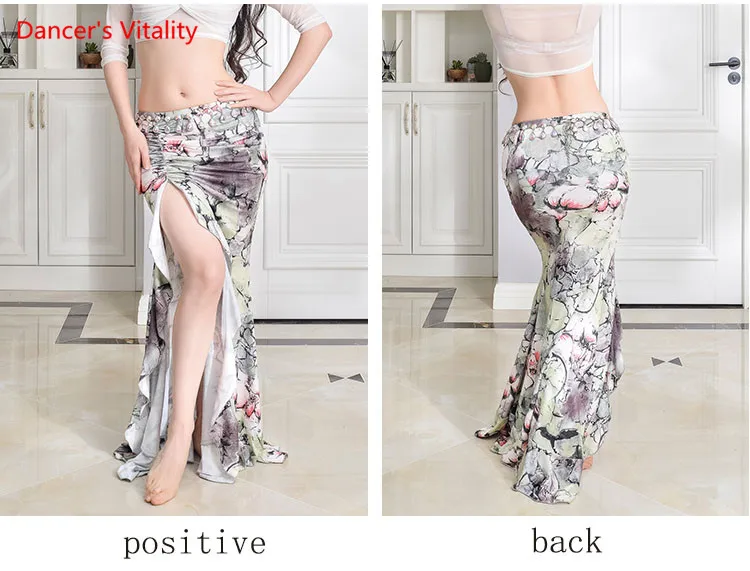 New Practice Belly Dance Costume Milk Silk flower elegant Long Skirts
