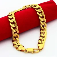 massive mens flat solid yellow gold filled bracelet link chain 8 3