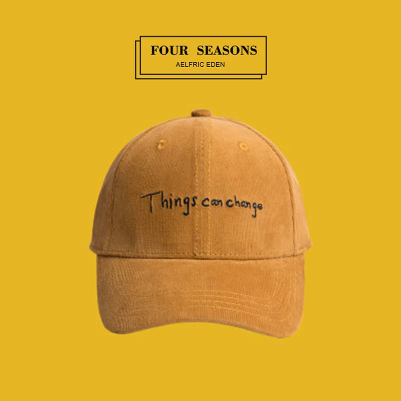 Aelfric Eden зимние теплые вельветовые Бейсбол шапки регулируемые кепки Snapback Повседневное с нашивкой в виде надписи ", головной убор в хип-хоп стиле, TF04 - Цвет: Цвет: желтый