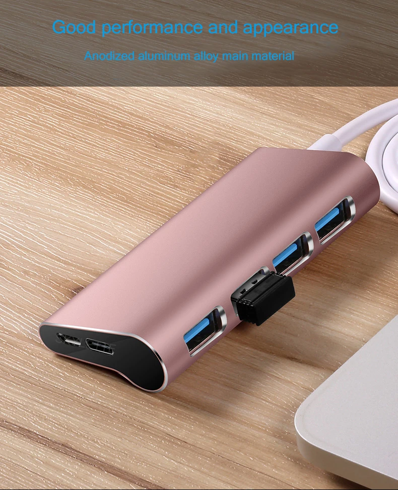4-портовый Алюминий сплава USB 3,0 концентратор 5 Гбит/с супер Скорость 0,6 м/1 м usb-хаб Тип-C Micro Зарядка через usb разветвитель для настольного компьютера ноутбука