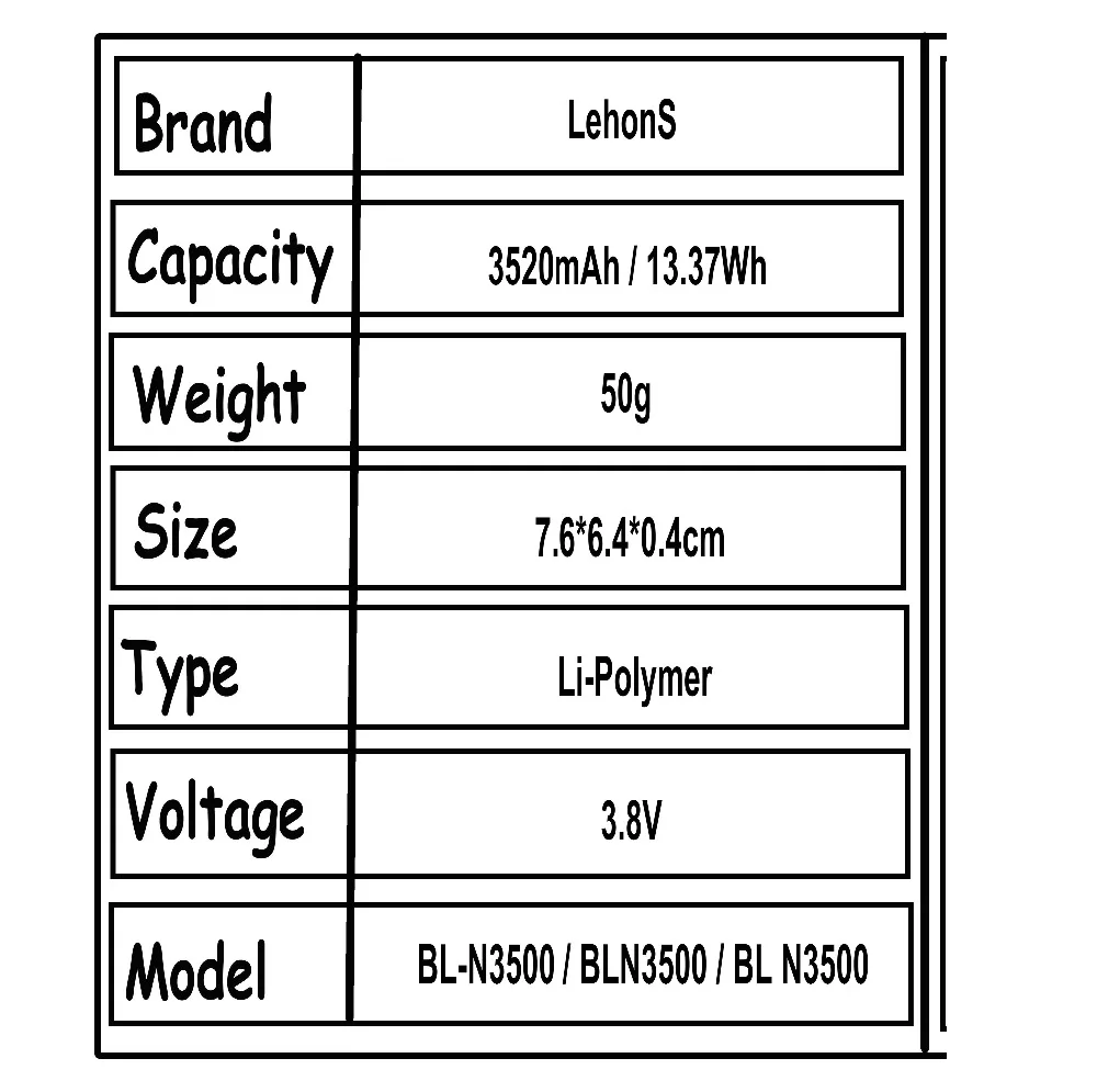 LehonS 1x сменный литий-полимерный аккумулятор для смартфона Gionee BL-N3500 E8 GN9008 3520