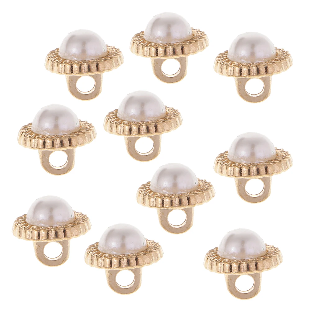 10 Pieces Gold Sew in Pearl Buttons with Shank for Clothes Shirts Coats 10mm | Дом и сад