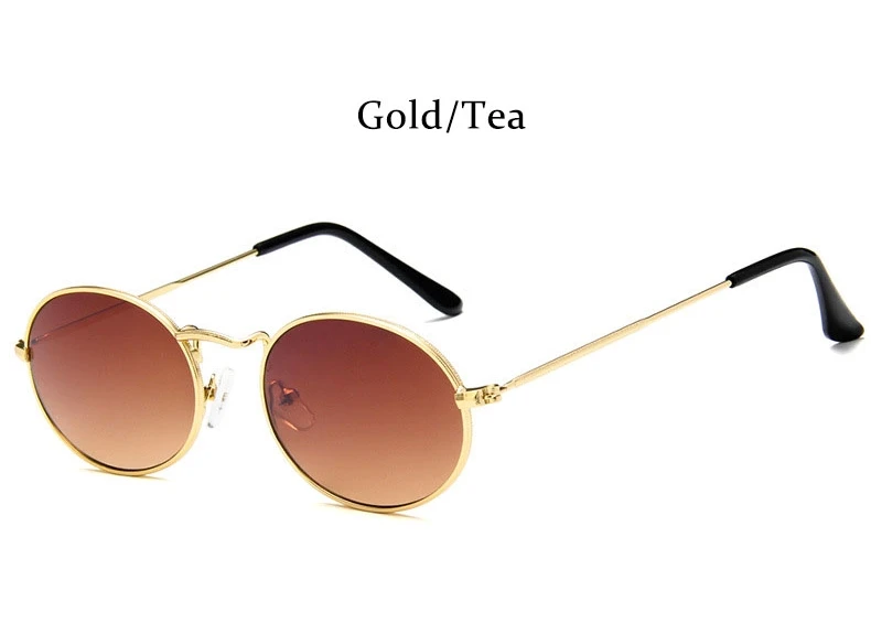Gold Tea Красные круглые очки женские солнцезащитные очки овальные брендовые дизайнерские солнцезащитные очки для женщин винтажные женские солнцезащитные очки с металлической оправой - Цвет линз: Gold Tea