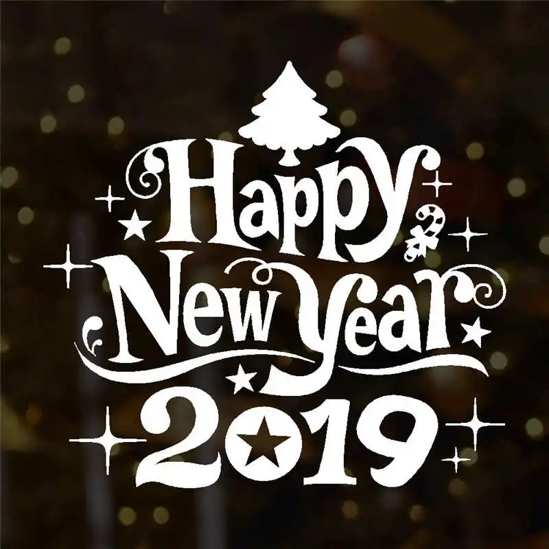 2019 Новый год Рождеством стены Стикеры дома магазин Windows наклейки декор стен s для