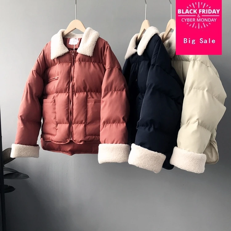 Большой размер зимняя Модная брендовая Толстая овечья меховая теплая куртка