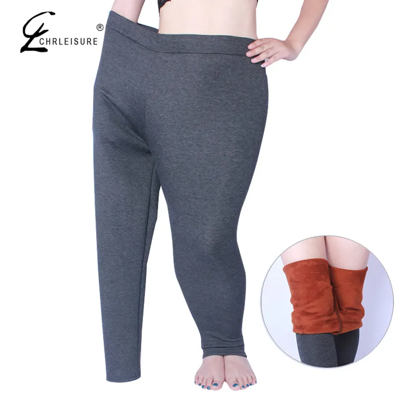 CHRLEISURE XL-6XL размера плюс зимние леггинсы женские штаны теплые бархатные леггинсы Плотные джеггинсы тонкие высокие Леггинсы Стретч 2 цвета