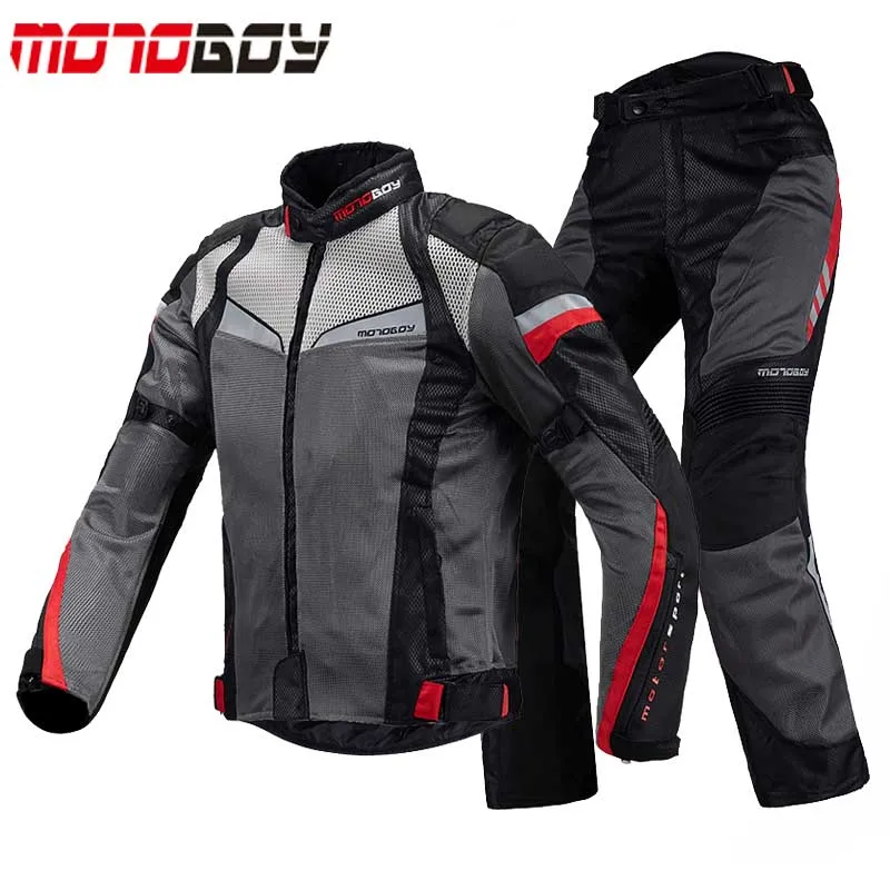 7 MOTOBOY летние дышащие мотоциклетные гоночные куртки и брюки костюмы светоотражающий, для мотокросса куртка Костюмы в Китае(стандарты CE, защитный Шестерни - Цвет: 7