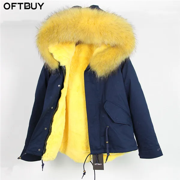 OFTBUY, темно-синяя парка, зимняя куртка, пальто для женщин, пальто с натуральным мехом, парка с воротником из натурального меха енота, с капюшоном, теплая мягкая подкладка из искусственного меха - Цвет: 16