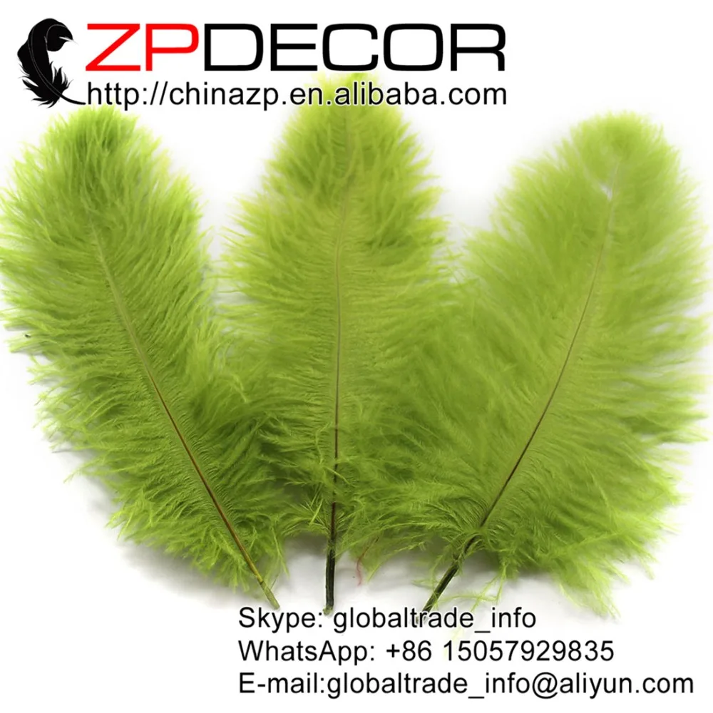 

ZPDECOR 100 pcs/lot 25-30cm(10-12inch)Hand Select Retail Packaging Olive Green Dyed Ostrich Plumes Feather Wholesale