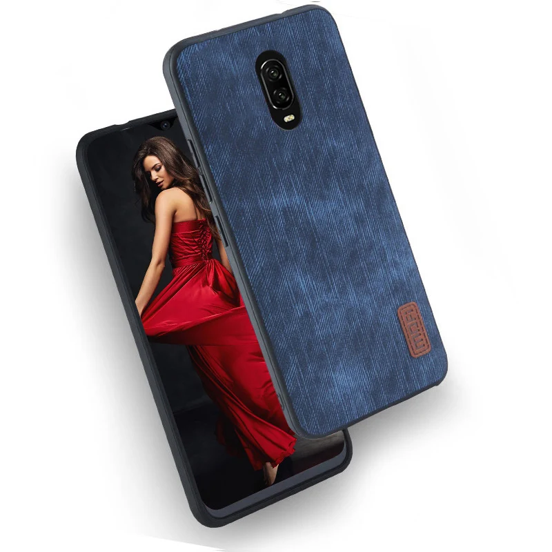 blue Для Oneplus 6 T чехол One plus 6 T чехол 6 T силиконовый джинсовый кожаный магнитный автомобильный держатель Mofi для Oneplus 6 T чехол 360 - Цвет: blue