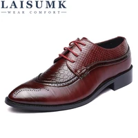 laisumk men business shoes newest formal office wedding shoes for men crocodile embossed pu leather dress shoes plus size 39 48