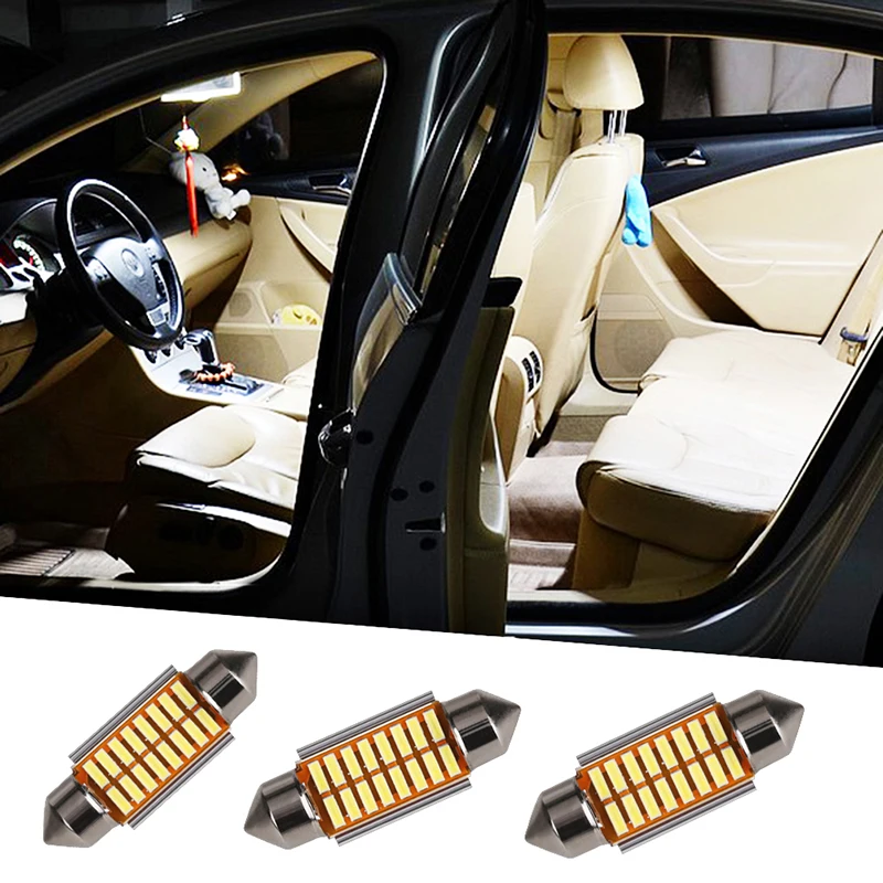 Гирлянда 31 мм 36 39 42 Светодиодная лампа C5W C10W супер яркая 4014 SMD Canbus без ошибок авто