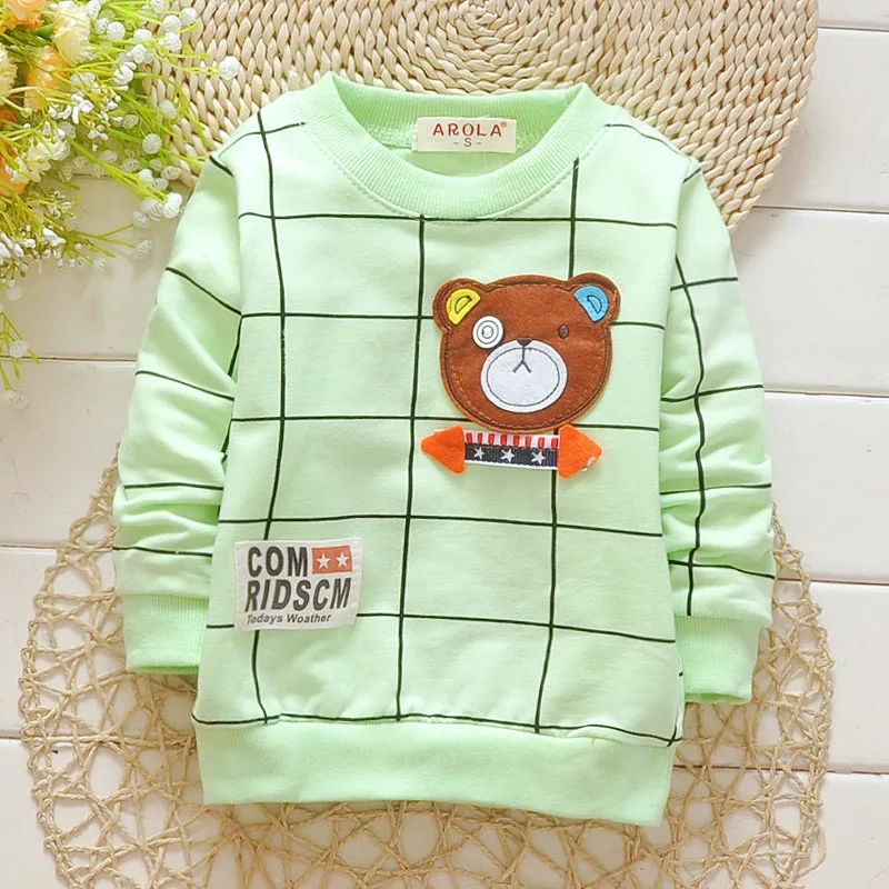 Хлопковая кофта с вышивкой милого медведя для малышей рубашки детей ростом 70-95 см