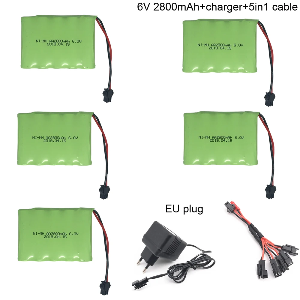 6V 2800mAh Ni-MH аккумулятор с зарядным устройством 5в1 кабель набор для RC игрушки электрические игрушки AA батарея 6 v батарея Группа игрушек Запчасти оптом