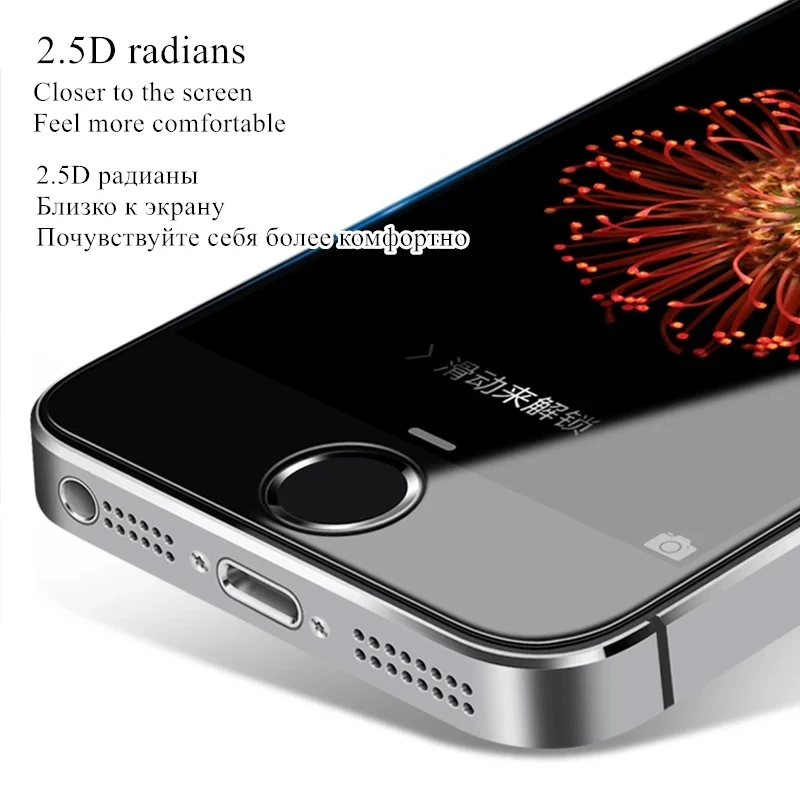 RONICAN 2.5D прозрачное закаленное стекло с покрытием для iPhone 5 5s 5c SE Взрывозащищенная