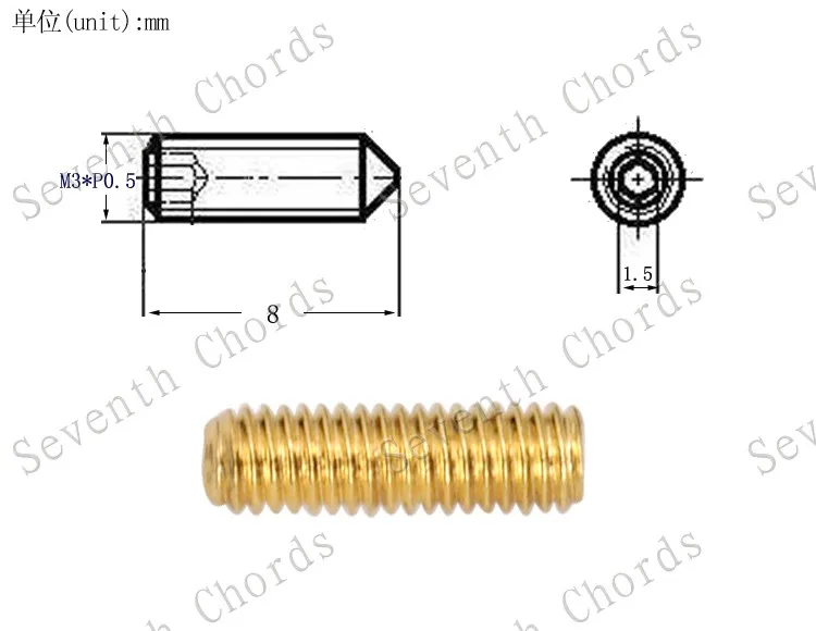 8mm Gold X 12pcs 12 шт. электрическая гитара бас мост струна седло регулировка высоты шестигранные винты-тремоло мост шестигранный винт-M3*6 мм-12 мм - Цвет: 8mm Gold X 12pcs