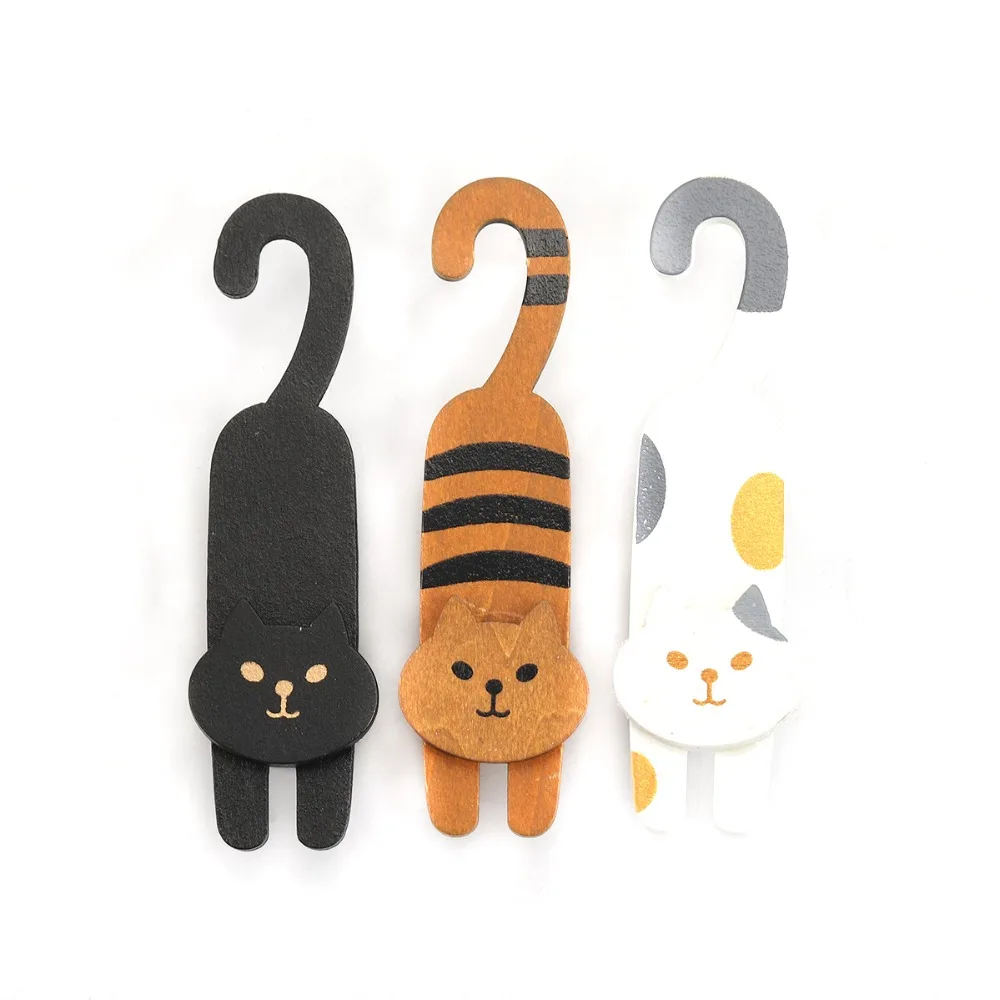 1 набор (3 шт.) Kawaii канцелярские мини натуральные окрашенные oh my cat деревянные