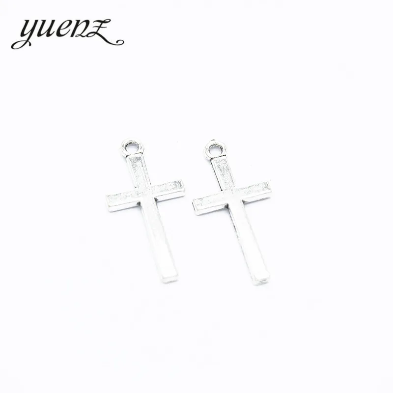 YuenZ 20pcs античные посеребренные Подвески с крестом подвески аксессуары для