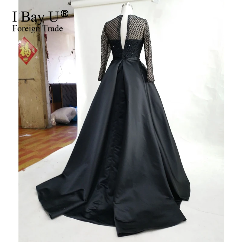 Блестящее платье для выпускного вечера из ткани с блестками и длинными рукавами