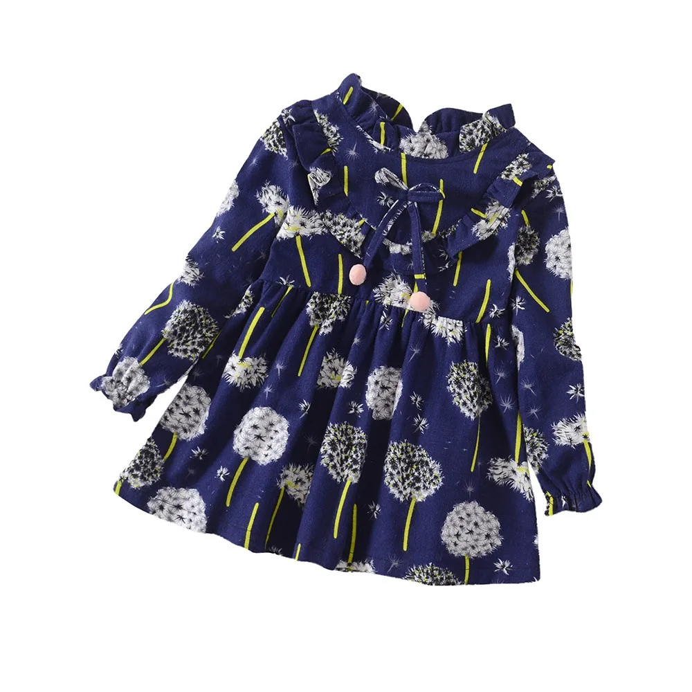 Toddler Baby Girls Long Sleeve Floral Flower girls dress long sleeve Print Dress Outfits Clothes JAN4 | Детская одежда и обувь