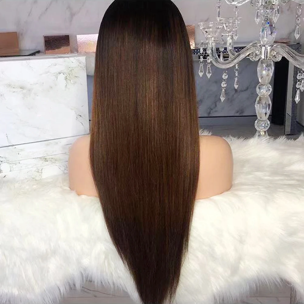SimBeauty Ombre синтетические волосы на кружеве человеческие Искусственные парики с ребенком волос бразильский волосы remy прямое, Омбре