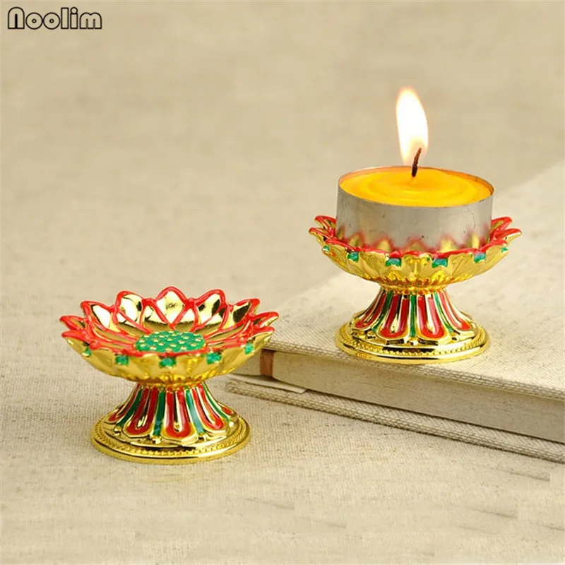 Подсвечники NOOLIM из сплава с цветком лотоса металлические декоративные маленькие
