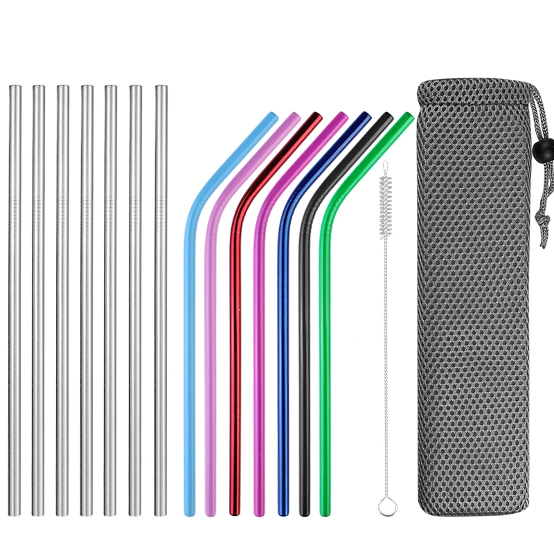 4 шт. Многоразовые соломинкой Высокое качество 304 Нержавеющая сталь